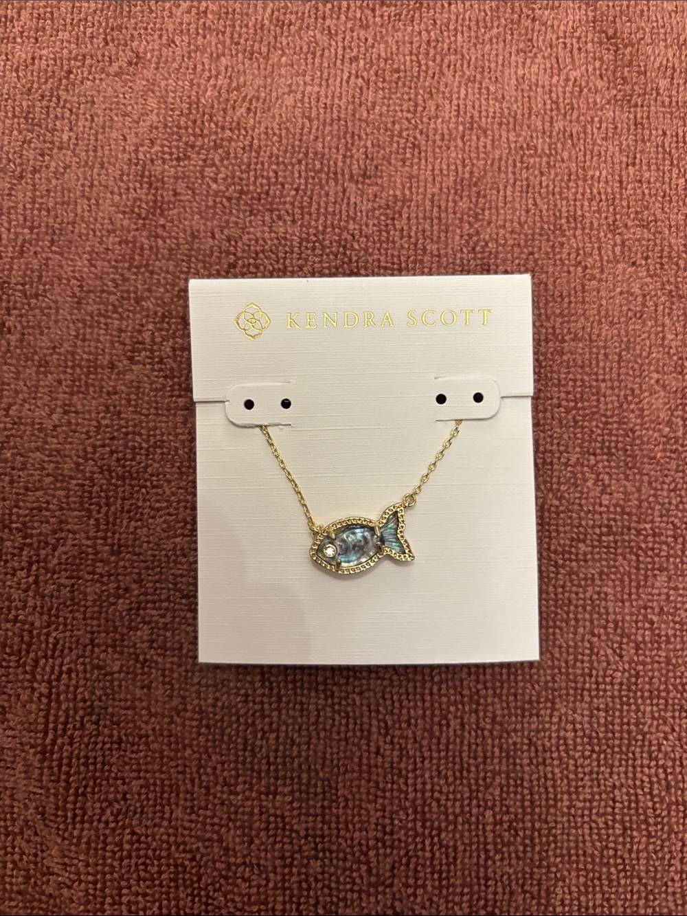 Kendra Scott Gold Fish Pendant Necklace - Blue Green Abalone